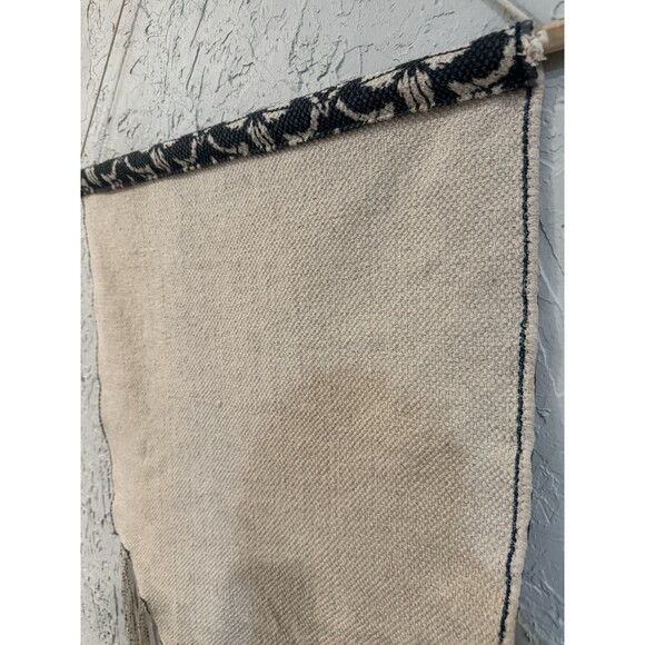 Boho Macrame Wall Hanging Hand Woven Tassels Fringe Navy Blue Cream 45 x 25 - Picture 7 of 8